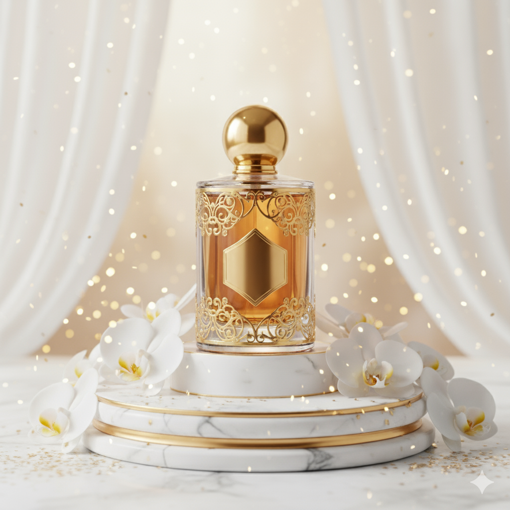 A collection of elegant perfume bottles