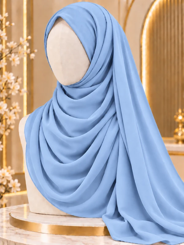Baby Blue Chiffon Georgette Hijab