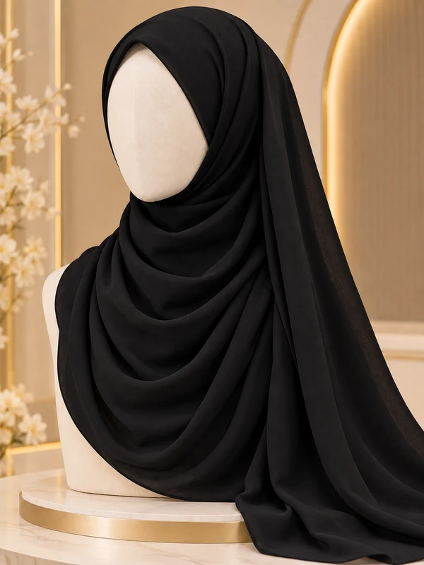 Black Georgette Hijab