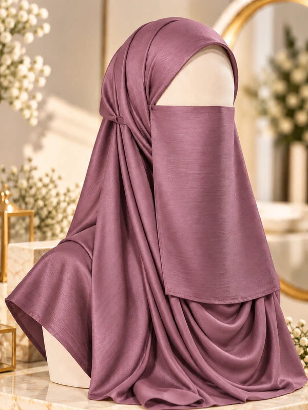 Light Purple - Silk Matching Hijab and Niqab Set