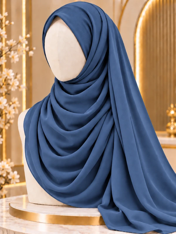 Denim Blue Chiffon Georgette Hijab