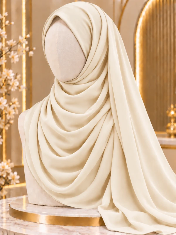 Ivory Chiffon Georgette Hijab