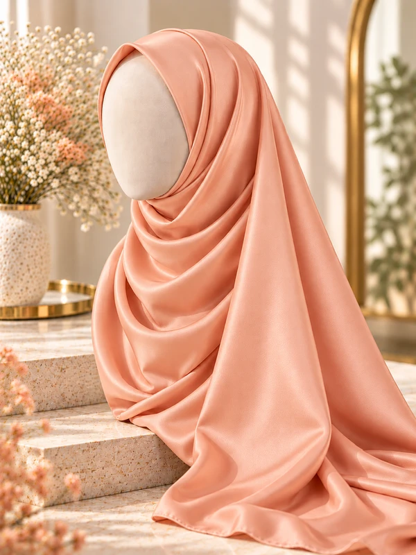 Peach Silk Hijab The Moulvi