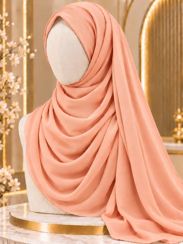 Peach Chiffon Georgette Hijab