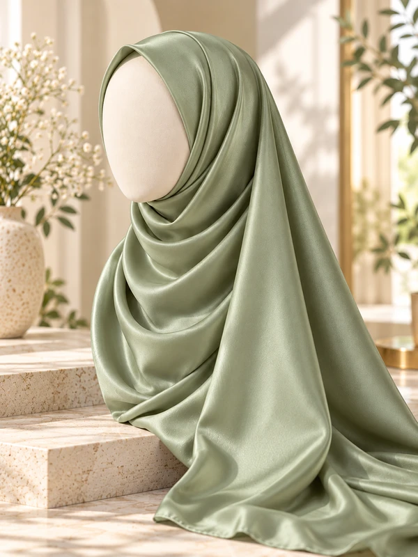 Zinc Green Silk Hijab by The Moulvi
