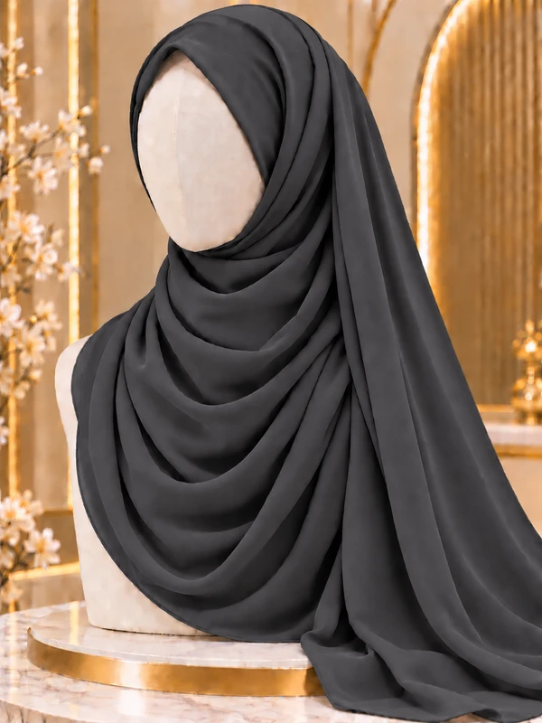 Charcoal Grey Chiffon Georgette Hijab