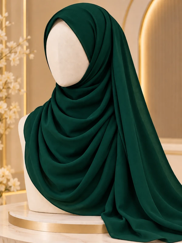 Bottle Green Georgette Hijab