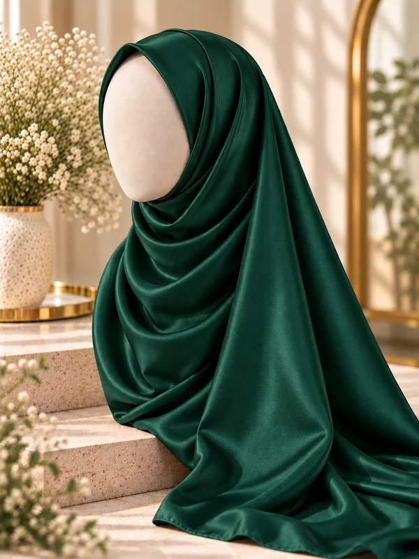 Bottle Green Silk Hijab