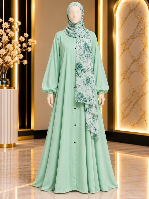 Mint Green Burberry Abaya