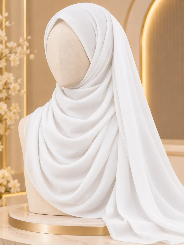 Pure White Premium Georgette Hijab