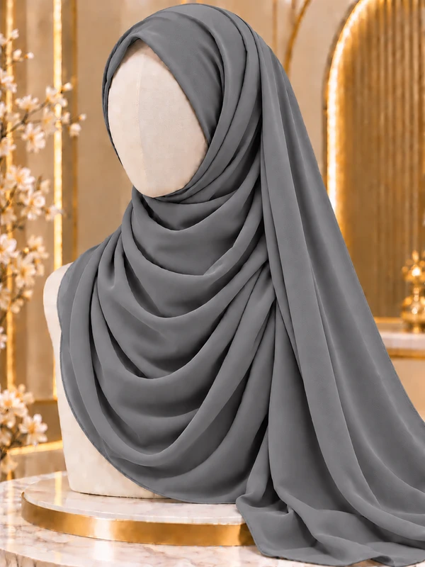 Grey Chiffon Georgette Hijab