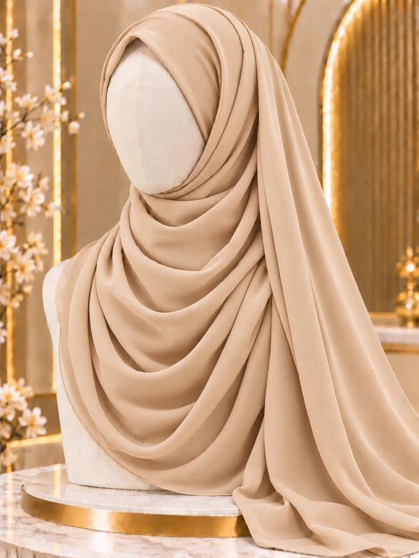Beige Chiffon Georgette Hijab