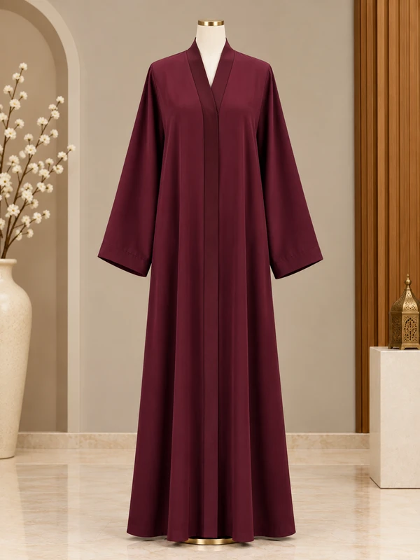 Maroon Plain MOULVI Classic Abaya