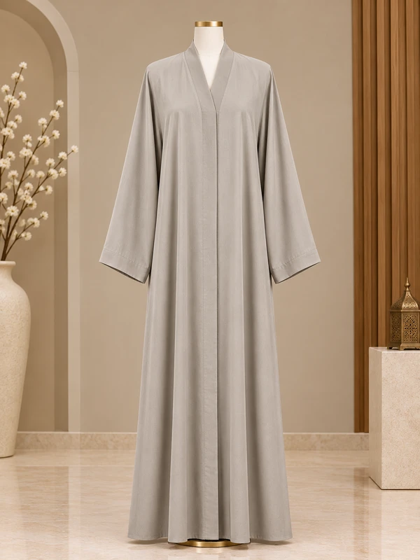 Light Grey Plain MOULVI Classic Abaya